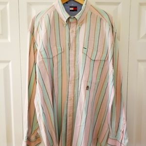 Tommy Hilfiger Vintage Multi Color Button Down Long Sleeve Shirt Mens Size XL